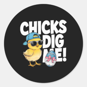 Sticker Rond Les filles me kiffent Pâques garçons tout-petits h