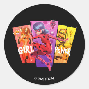 Sticker Rond Les filles miraculeuses   Power fille