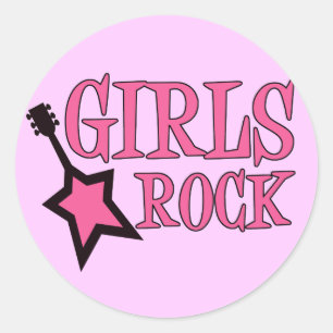 Sticker Rond Les filles Rock !