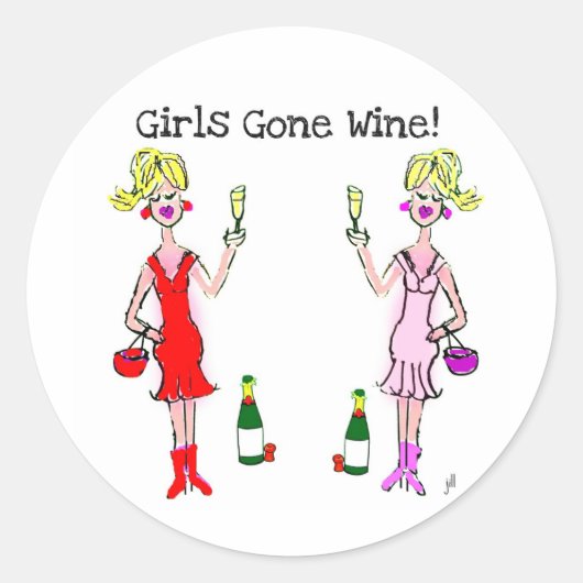 STICKER ROND LES FILLES SONT ALLÉES VIN ! IMPRIMANTE DE VIN (Devant)