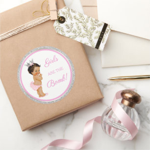 Sticker Rond Les filles sont la bombe ! Cadeau de bain etc rose