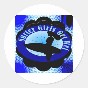 Sticker Rond Les filles surfeurs se mouillent