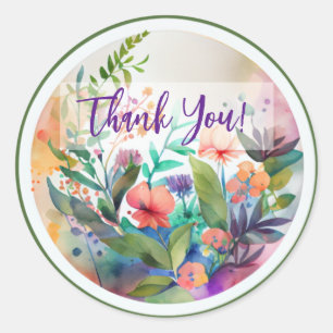 STICKER ROND LES FLEURS D'ART DE COULEUR D'EAU CONÇOIVENT "MERC