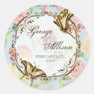 Sticker Rond Les Fleurs Peony Rose Tulip Floral Flowers Mariage