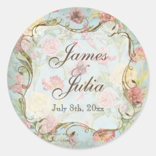 Sticker Rond Les Fleurs Peony Rose Tulip Floral Flowers Mariage