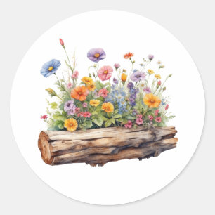 Sticker Rond Les fleurs sauvages grandissent dans la nature en