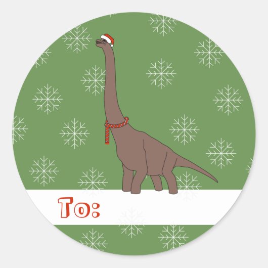 Sticker Rond Les flocons de neige de Noël de l'illusima Dinosau (Devant)