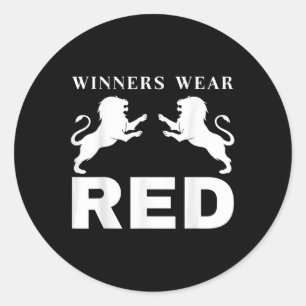 Sticker Rond Les gagnants portent Red Funny Spirit Wear Team Ga