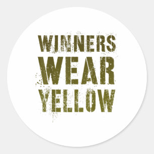 Sticker Rond Les gagnants vintages portent Jeu de guerre Jaune