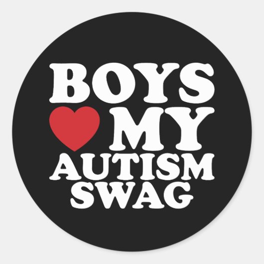 Sticker Rond Les garçons aiment mon autisme Swag Sensibilisatio (Devant)