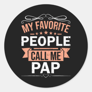 Sticker Rond Les gens favoris me appellent Pap Retro Hommes Fêt