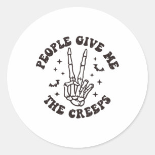 Sticker Rond Les Gens Me Donnent Les Creeps Skeleton Halloween