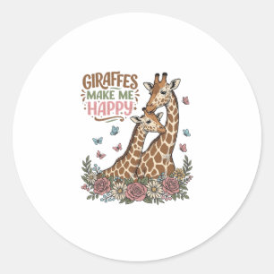 Sticker Rond Les girafes me rendent heureux, design de chemise