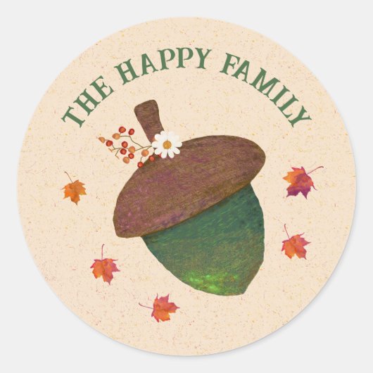 Sticker Rond Les glands de Thanksgiving tombent feuillage perso (Devant)