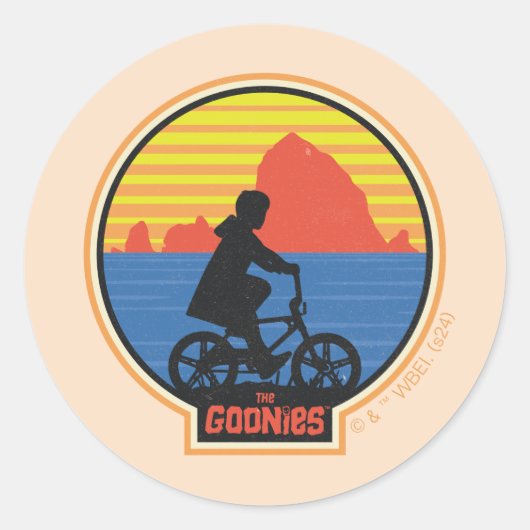 Sticker Rond Les Goonies Retro Mikey équitation Vélo Graphique (Devant)