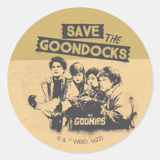 Sticker Rond Les Goonies "Sauvez Les Quais De Goon" (Devant)