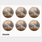 Sticker Rond Les grandes Pyrénées à l'automne Feuilles automne  (Feuille)