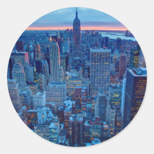 Sticker Rond Les gratte-ciel de Manhattan sont allumés