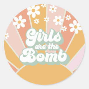 Sticker Rond Les Groovy Retro Sunshine Girls sont la Bombe