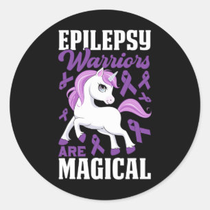 Sticker Rond Les guerriers de l'épilepsie sont magiques violet