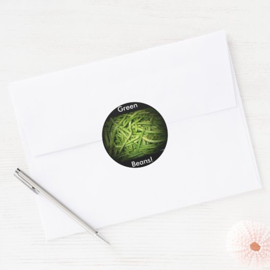 Sticker Rond Les haricots verts sous les projecteurs (Enveloppe)