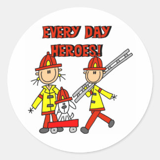 Sticker Rond Les héros des pompiers