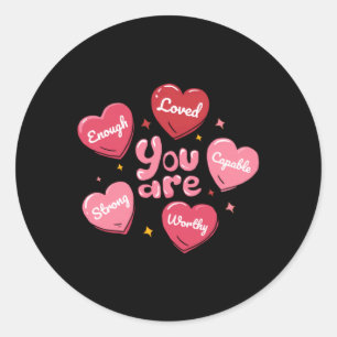 Sticker Rond Les hommes assez aimés cœurs forts santé mentale