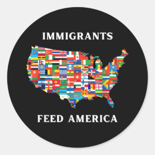Sticker Rond Les immigrants se nourrissent des droits des réfug