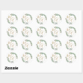 Sticker Rond Les Initiales Mariages Chic Eucalyptus Vert Favori (Feuille)