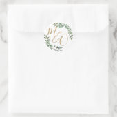 Sticker Rond Les Initiales Mariages Chic Eucalyptus Vert Favori (Sac)
