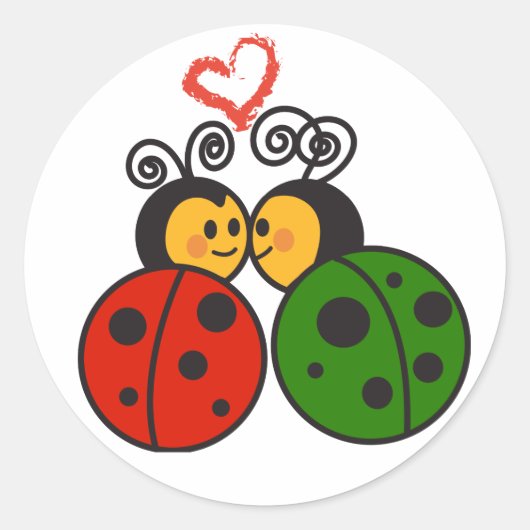 Sticker Rond Les insectes amoureux (Devant)