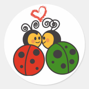 Sticker Rond Les insectes amoureux