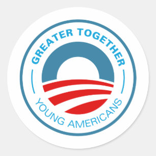 Sticker Rond Les jeunes Américains pour Obama