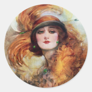 Sticker Rond Les jolies années 1920 de mode d'aileron de femme