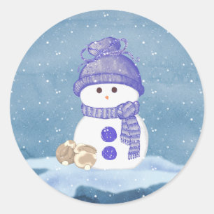 Sticker Rond Les lapins de neige et de sommeil