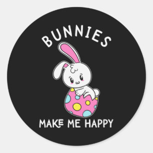 Sticker Rond Les lapins Me Rendent Heureux Panier De Chasse Aux