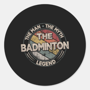 Sticker Rond Les légendes du badminton Retro Shuttle Hommes Bad