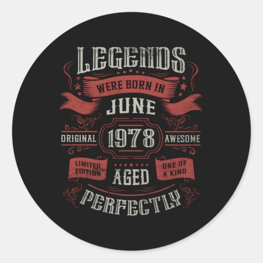 Sticker Rond Les Légendes Sont Nées En Juin 1978 (Devant)