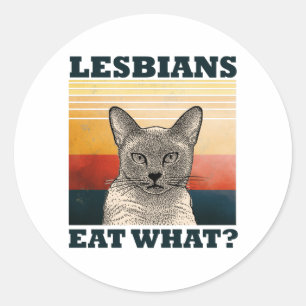 Sticker Rond Les Lesbiennes Mangent Quoi ?