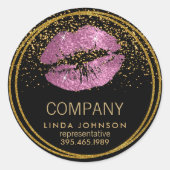 Sticker Rond Les lèvres de Parties scintillant rose - Représent (Devant)