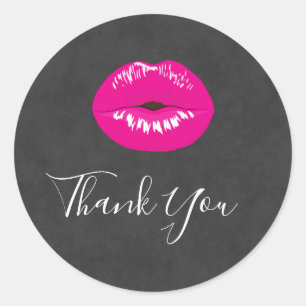 Sticker Rond Les lèvres roses chaudes Le Merci d'illustrations