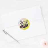 Sticker Rond Les libellules sur le panier de fleurs Nature (Enveloppe)