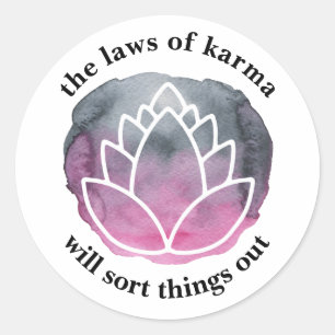Sticker Rond Les lois de Karma White Lotus Inspirational