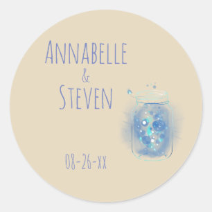 Sticker Rond Les lucioles en bocal Mariage personnalisé