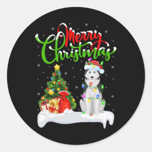 Sticker Rond Les lumières des arbres de Noël Chapeau Sibérien H