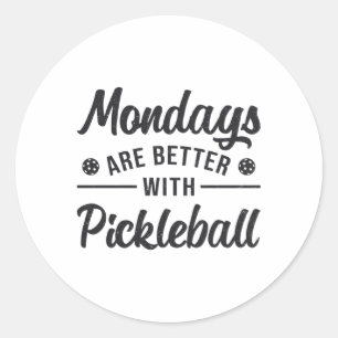 Sticker Rond Les lundis sont meilleurs avec Pickleball Player C
