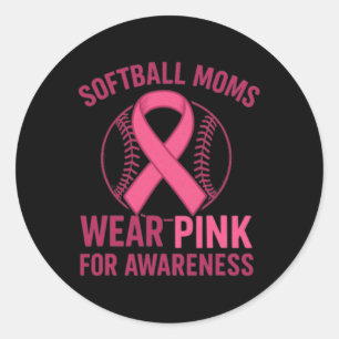 Sticker Rond Les mamans de softball portent du rose pour la sen