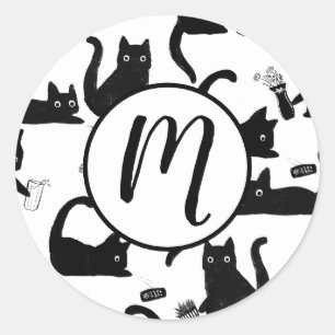 Sticker Rond Les mauvais chats frappent des trucs sur