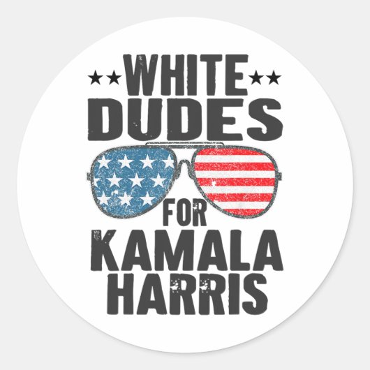 Sticker Rond Les Mecs Blancs De Kamala Harris Sungles Usa (Devant)