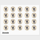 Sticker Rond Les meilleurs chiens sont Secourus - Boston Terrie (Feuille)